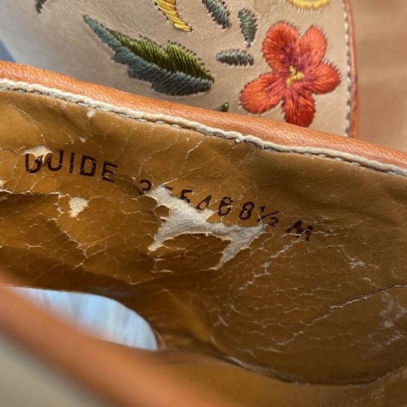 Pazzo Embroidered Leather Platform Wood Heel Sandals, Size 8.5M - Picture 5 of 16